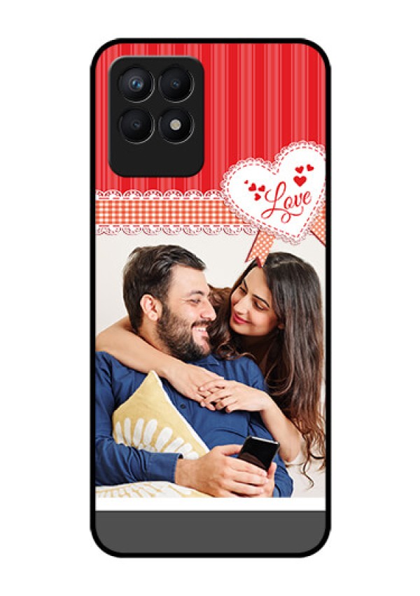 Realme Narzo 50 Custom Glass Mobile Case - Red Love Pattern Design
