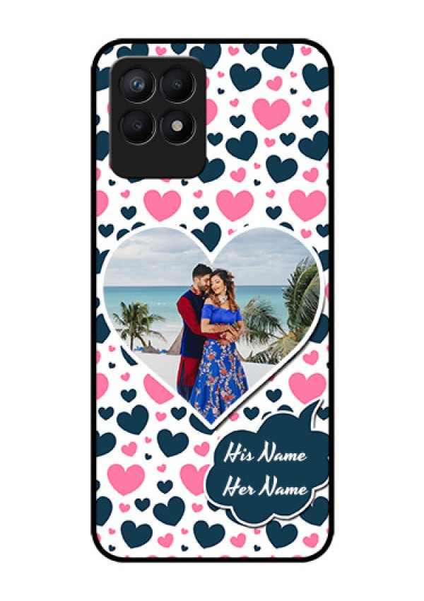 Realme Narzo 50 Custom Glass Phone Case - Pink & Blue Heart Design