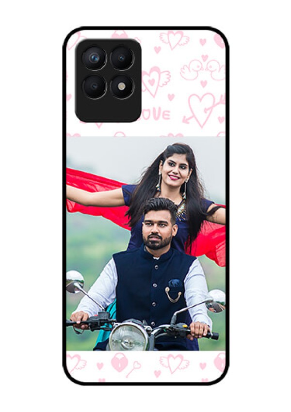 Realme Narzo 50 Custom Glass Mobile Case - Pink Flying Heart Design