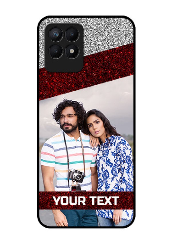 Realme Narzo 50 Personalized Glass Phone Case - Image Holder with Glitter Strip Design