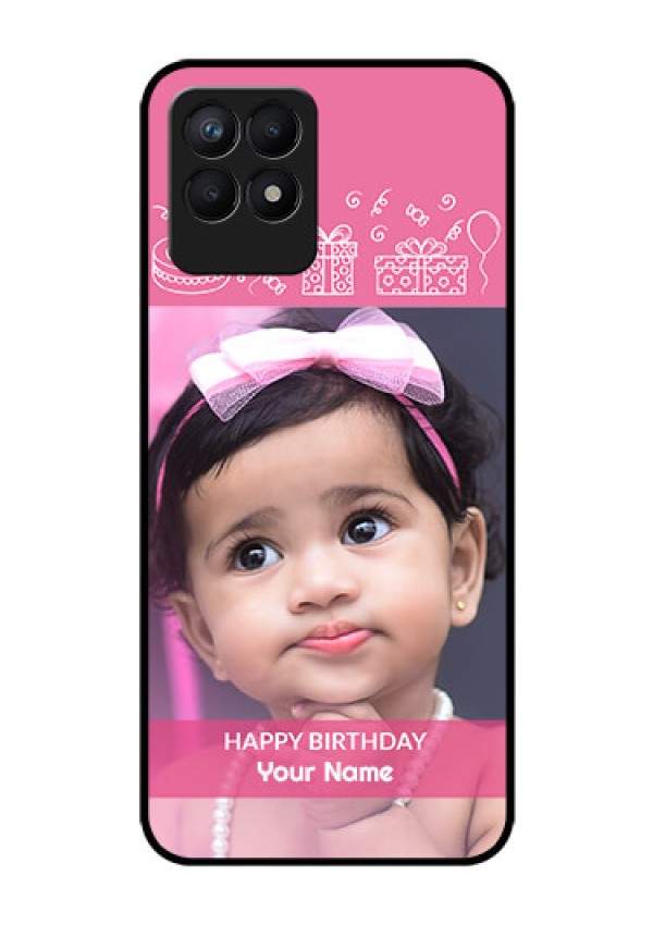 Realme Narzo 50 Photo Printing on Glass Case - with Birthday Line Art Design