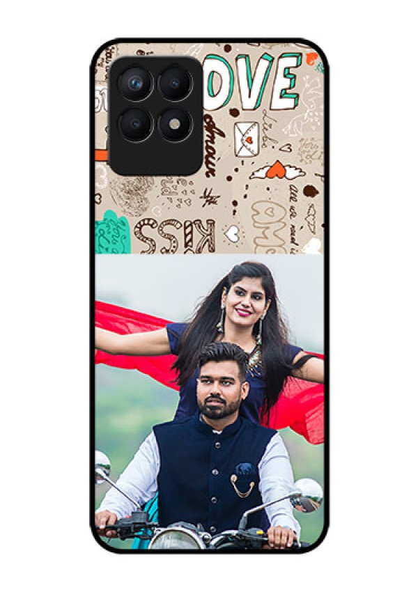 Realme Narzo 50 Custom Glass Phone Case - Love Doodle Pattern