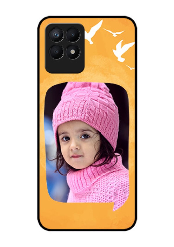 Realme Narzo 50 Personalized Glass Phone Case - Water Color Design with Bird Icons
