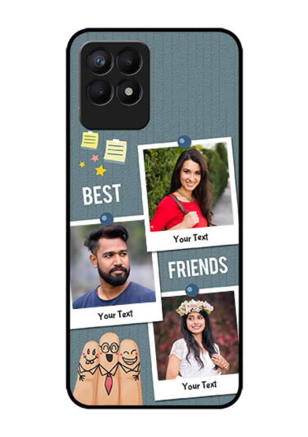 Realme Narzo 50 Personalized Glass Phone Case - Sticky Frames and Friendship Design