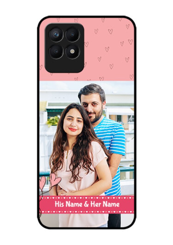 Realme Narzo 50 Personalized Glass Phone Case - Love Design Peach Color