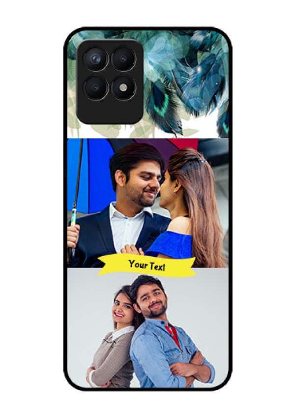Realme Narzo 50 Personalized Glass Phone Case - Image with Boho Peacock Feather Design