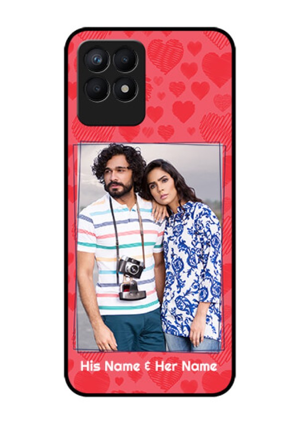 Realme Narzo 50 Photo Printing on Glass Case - with Red Heart Symbols Design