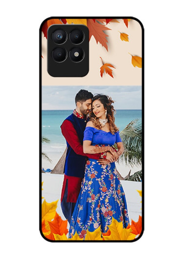 Realme Narzo 50 Photo Printing on Glass Case - Autumn Maple Leaves Design