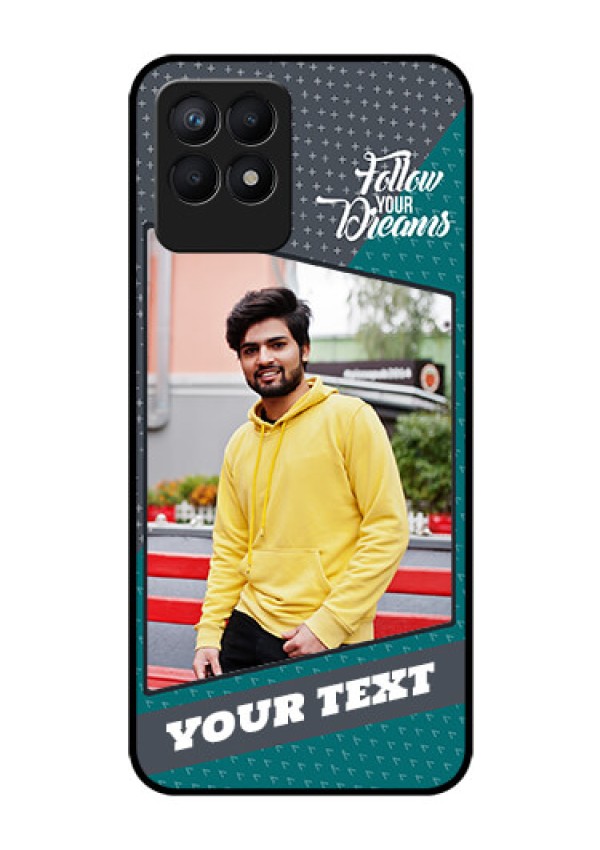 Realme Narzo 50 Personalized Glass Phone Case - Background Pattern Design with Quote