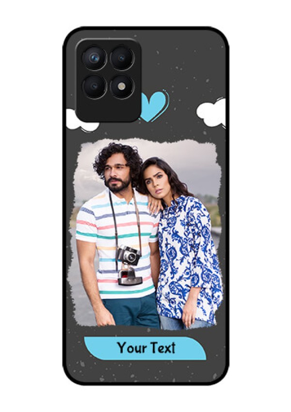 Realme Narzo 50 Custom Glass Phone Case - Splashes with love doodles Design