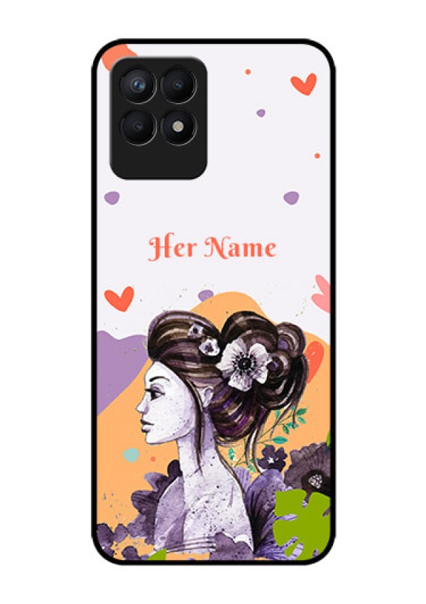 Narzo 50 Personalized Glass Phone Case - Woman And Nature Design