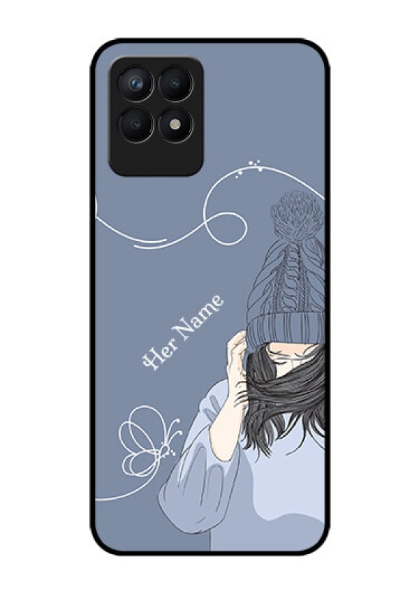 Narzo 50 Custom Glass Mobile Case - Girl in winter outfit Design