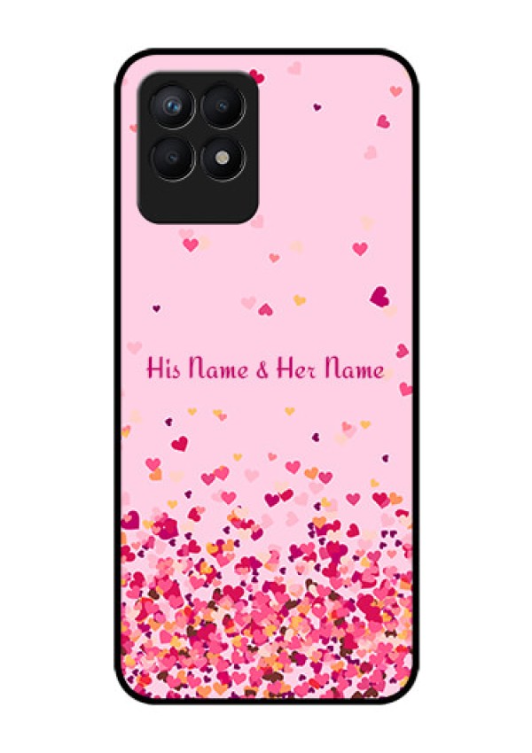 Narzo 50 Photo Printing on Glass Case - Floating Hearts Design