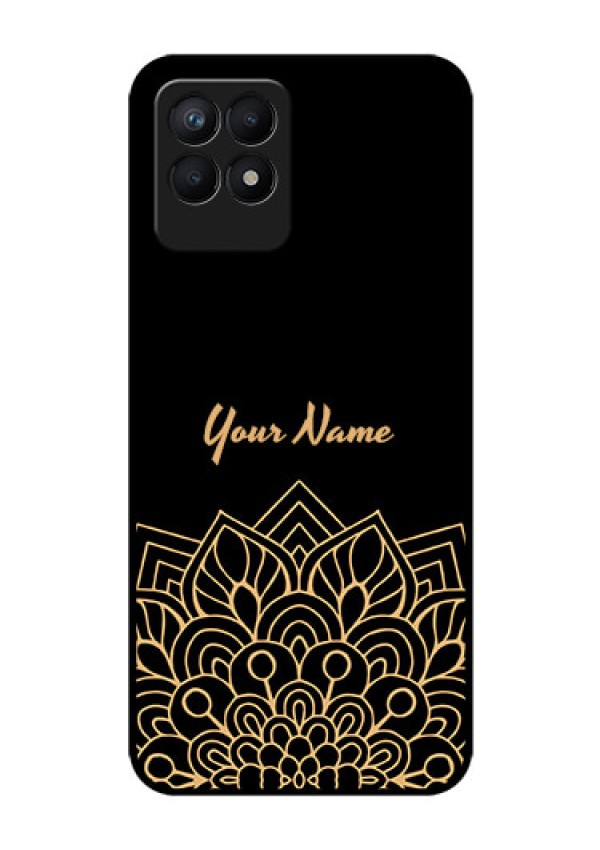 Narzo 50 Custom Glass Phone Case - Golden mandala Design