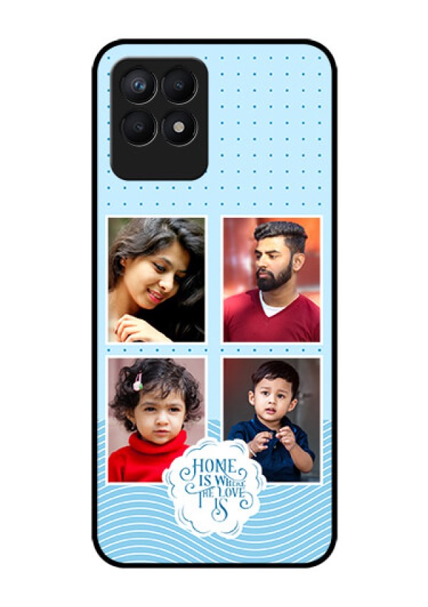 Narzo 50 Custom Glass Phone Case - Cute love quote with 4 pic upload Design