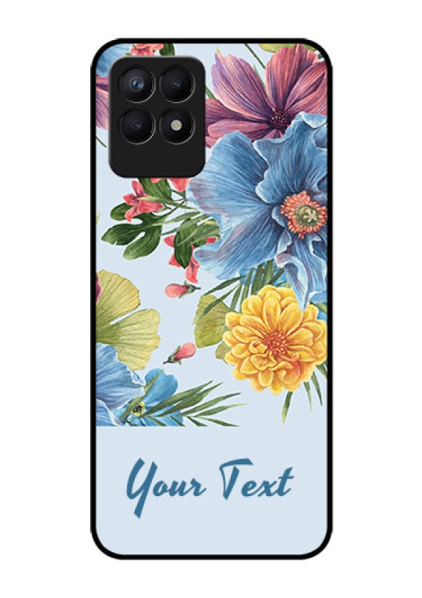 Narzo 50 Custom Glass Mobile Case - Stunning Watercolored Flowers Painting Design