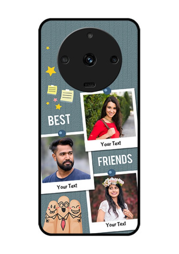 Realme Narzo 60 5G Personalized Glass Phone Case - Sticky Frames and Friendship Design