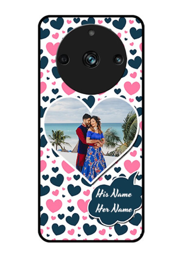 Realme Narzo 60 Pro 5G Custom Glass Phone Case - Pink & Blue Heart Design