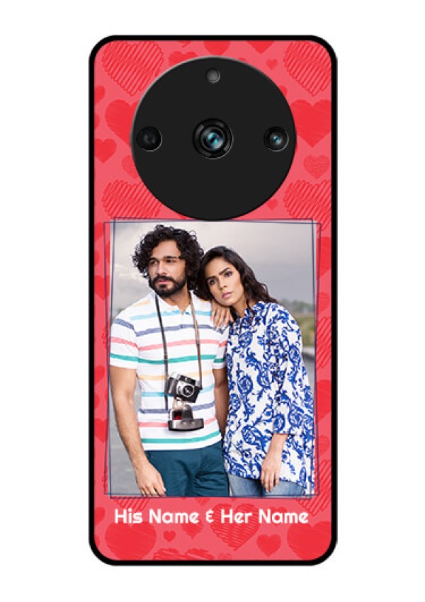 Realme Narzo 60 Pro 5G Photo Printing on Glass Case - with Red Heart Symbols Design