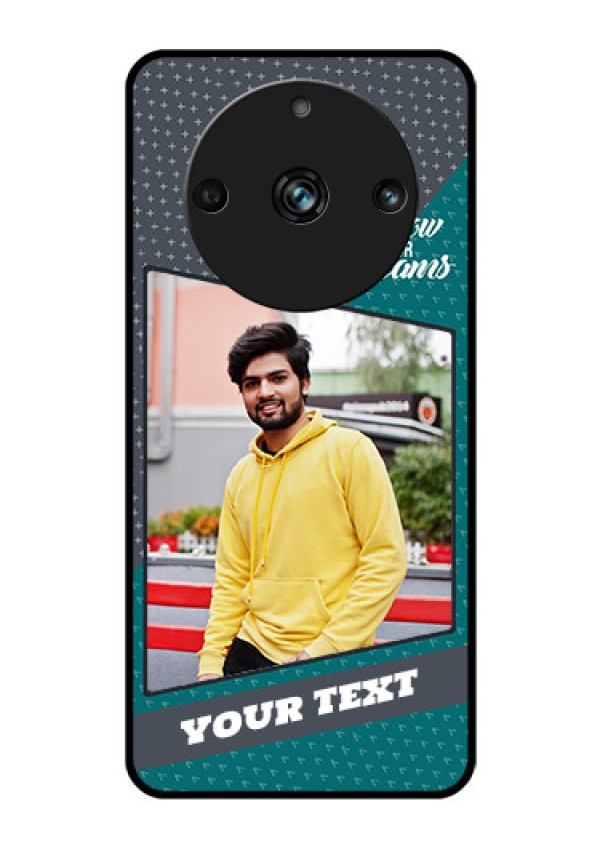 Realme Narzo 60 Pro 5G Personalized Glass Phone Case - Background Pattern Design with Quote