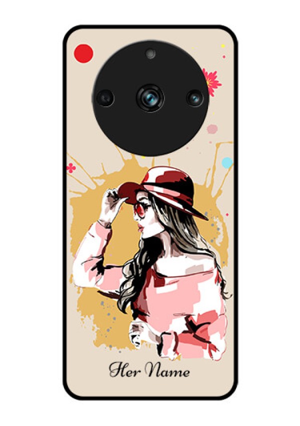 Narzo 60 Pro 5G Photo Printing on Glass Case - Women with pink hat Design