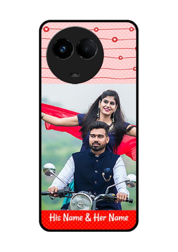 Realme Narzo 60x 5G Personalized Glass Phone Case - Red Pattern Case Design