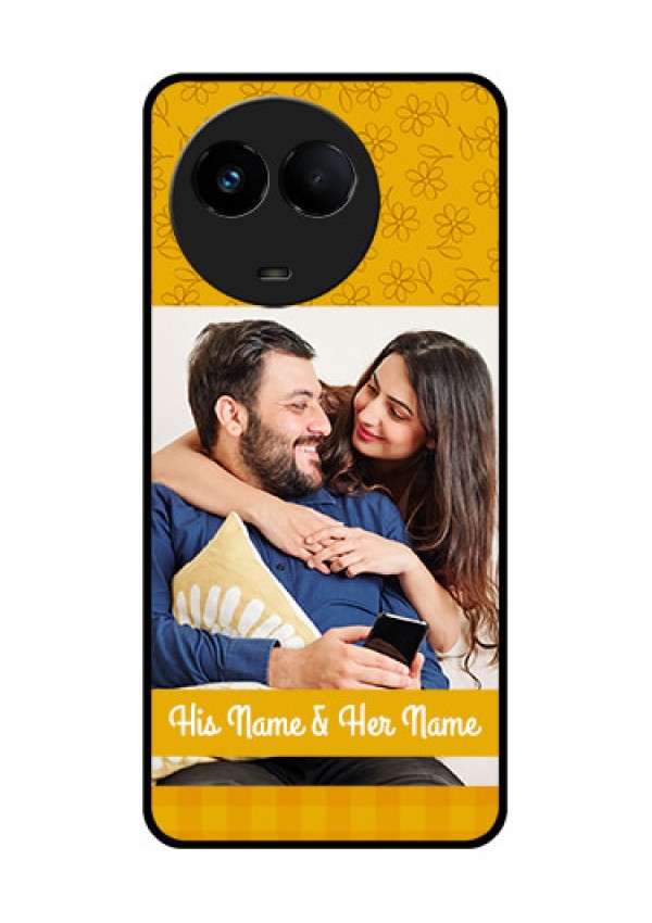 Realme Narzo 60x 5G Custom Glass Mobile Case - Yellow Floral Design
