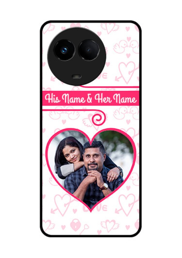 Realme Narzo 60x 5G Personalized Glass Phone Case - Heart Shape Love Design