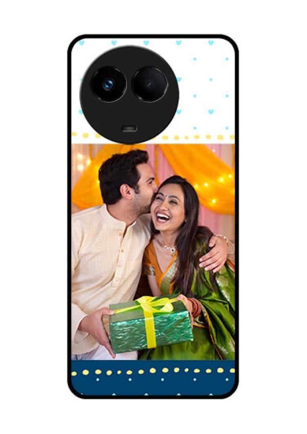 Realme Narzo 60x 5G Personalized Glass Phone Case - White and Blue Abstract Design