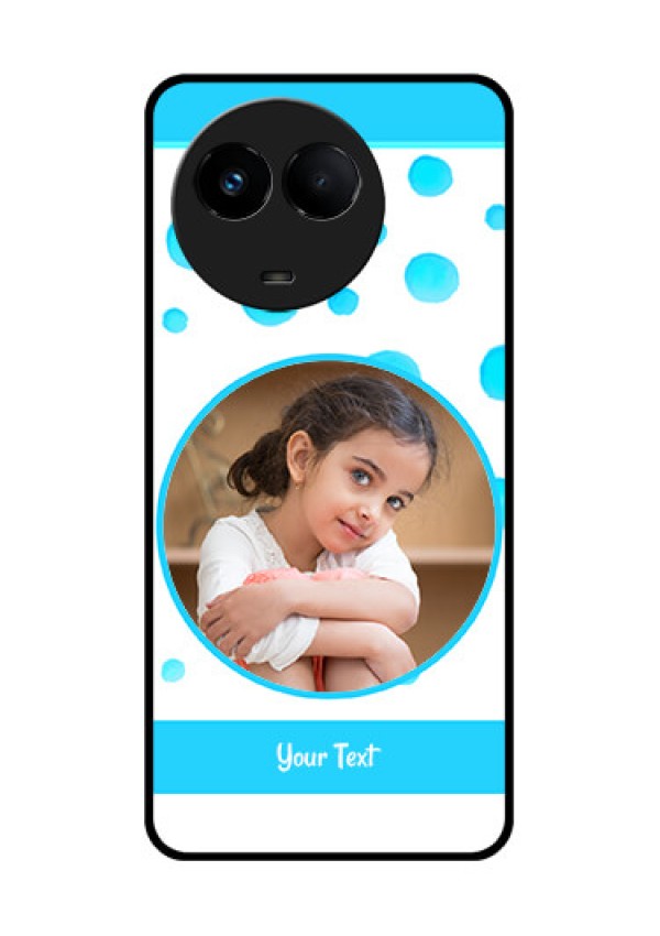 Realme Narzo 60x 5G Photo Printing on Glass Case - Blue Bubbles Pattern Design