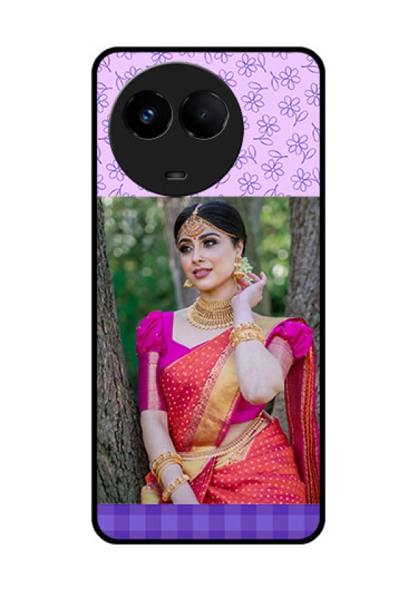 Realme Narzo 60x 5G Custom Glass Phone Case - Purple Floral Design