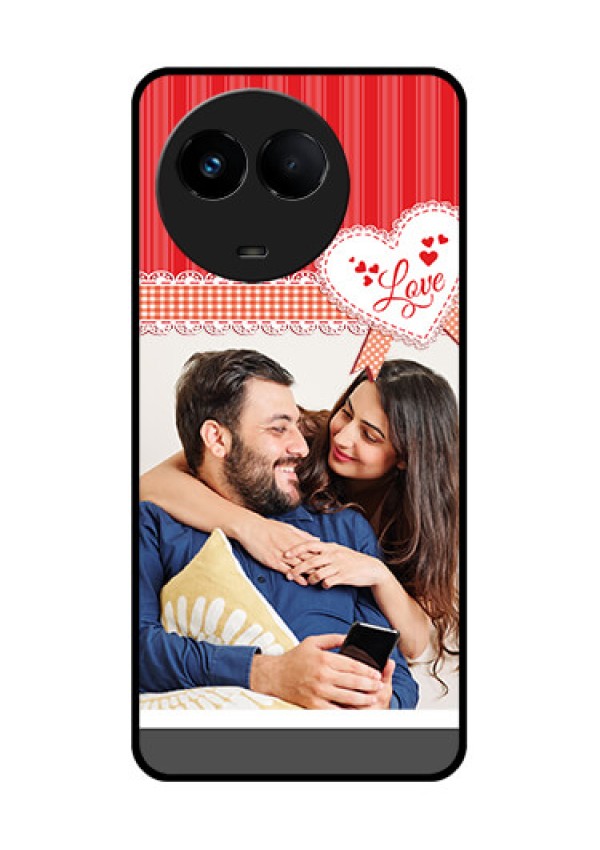 Realme Narzo 60x 5G Custom Glass Mobile Case - Red Love Pattern Design