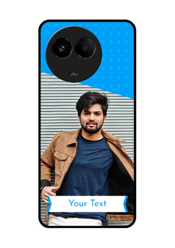 Realme Narzo 60x 5G Photo Printing on Glass Case - Simple Blue Color Design