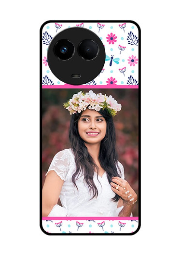 Realme Narzo 60x 5G Photo Printing on Glass Case - Colorful Flower Design