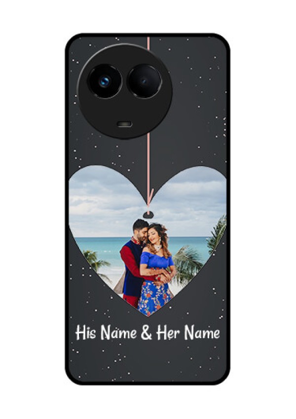 Realme Narzo 60x 5G Custom Glass Phone Case - Hanging Heart Design