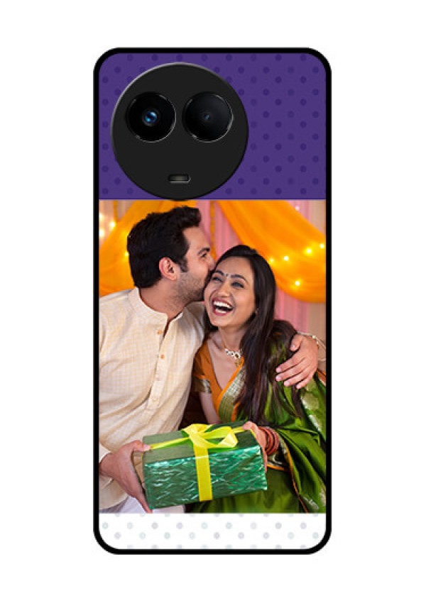 Realme Narzo 60x 5G Personalized Glass Phone Case - Violet Pattern Design