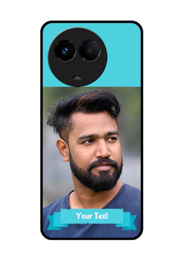 Realme Narzo 60x 5G Personalized Glass Phone Case - Simple Blue Color Design