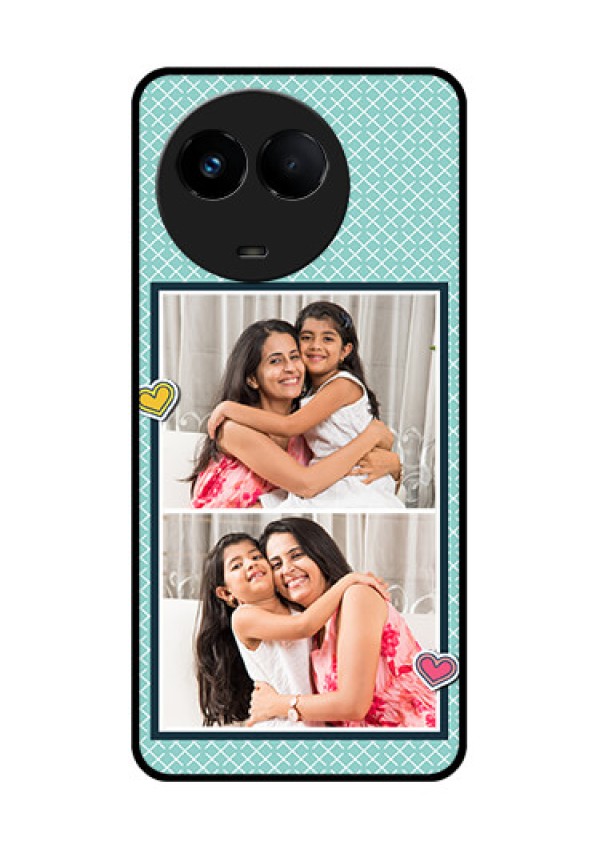 Realme Narzo 60x 5G Custom Glass Phone Case - 2 Image Holder with Pattern Design