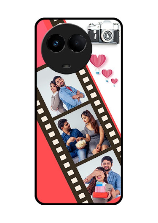 Realme Narzo 60x 5G Personalized Glass Phone Case - 3 Image Holder with Film Reel