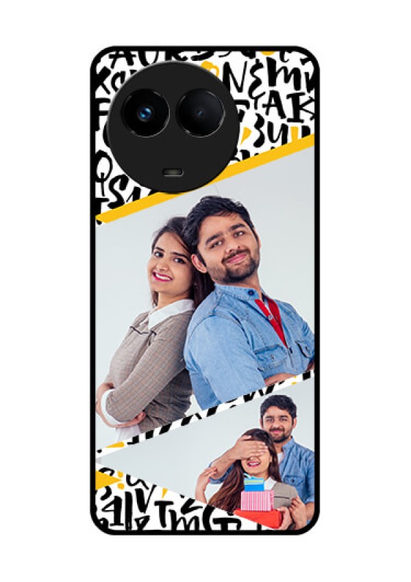 Realme Narzo 60x 5G Custom Glass Mobile Case - Letters Pattern Design