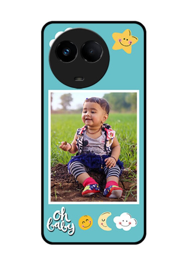 Realme Narzo 60x 5G Personalized Glass Phone Case - Smiley Kids Stars Design