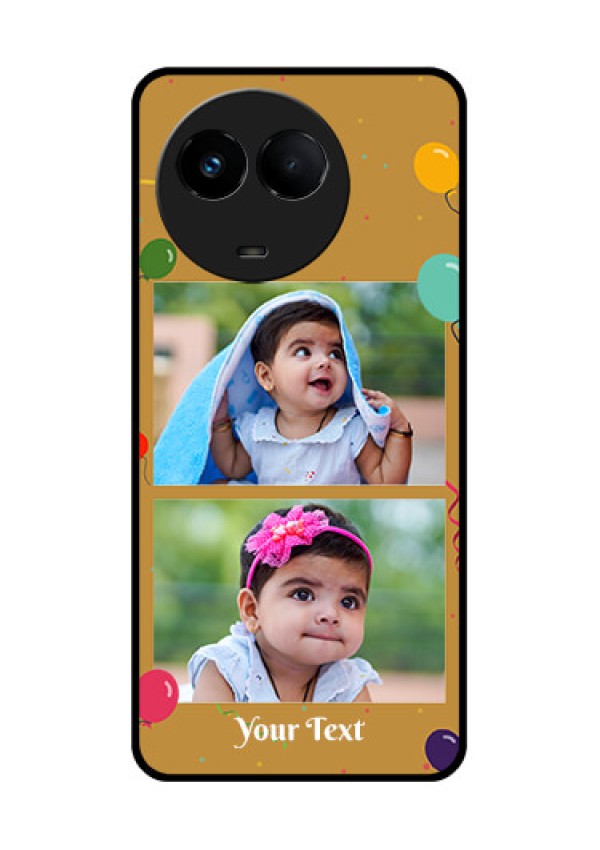 Realme Narzo 60x 5G Personalized Glass Phone Case - Image Holder with Birthday Celebrations Design