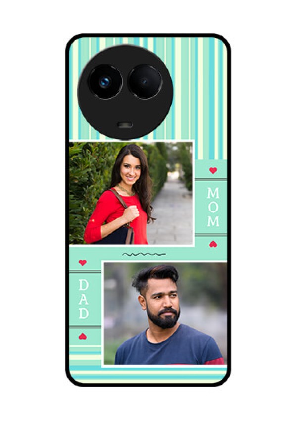 Realme Narzo 60x 5G Custom Glass Phone Case - Mom & Dad Pic Design