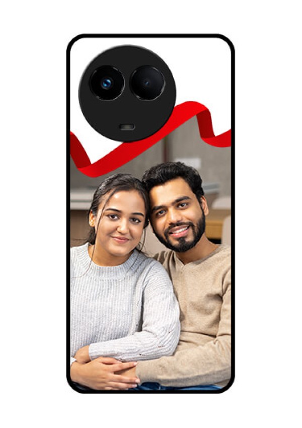 Realme Narzo 60x 5G Photo Printing on Glass Case - Red Ribbon Frame Design