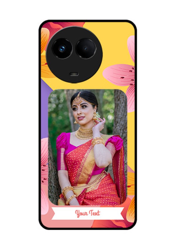 Realme Narzo 60x 5G Custom Glass Mobile Case - 3 Image With Vintage Floral Design