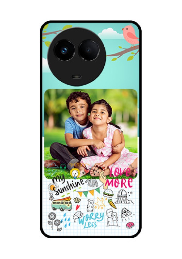 Realme Narzo 60x 5G Photo Printing on Glass Case - Doodle love Design