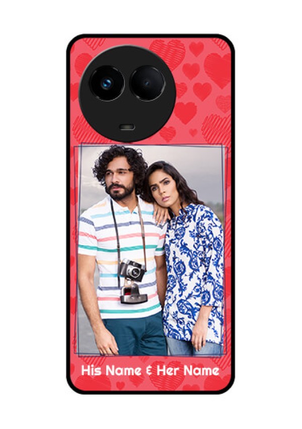 Realme Narzo 60x 5G Photo Printing on Glass Case - with Red Heart Symbols Design