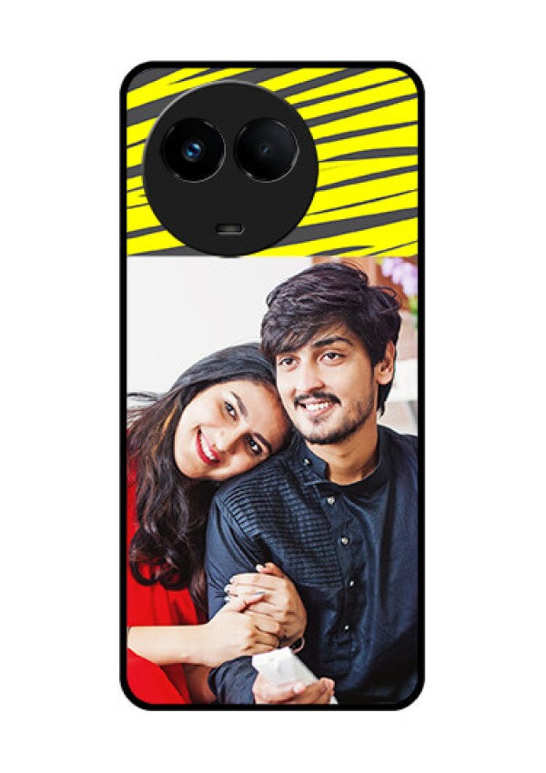 Realme Narzo 60x 5G Photo Printing on Glass Case - Yellow Abstract Design