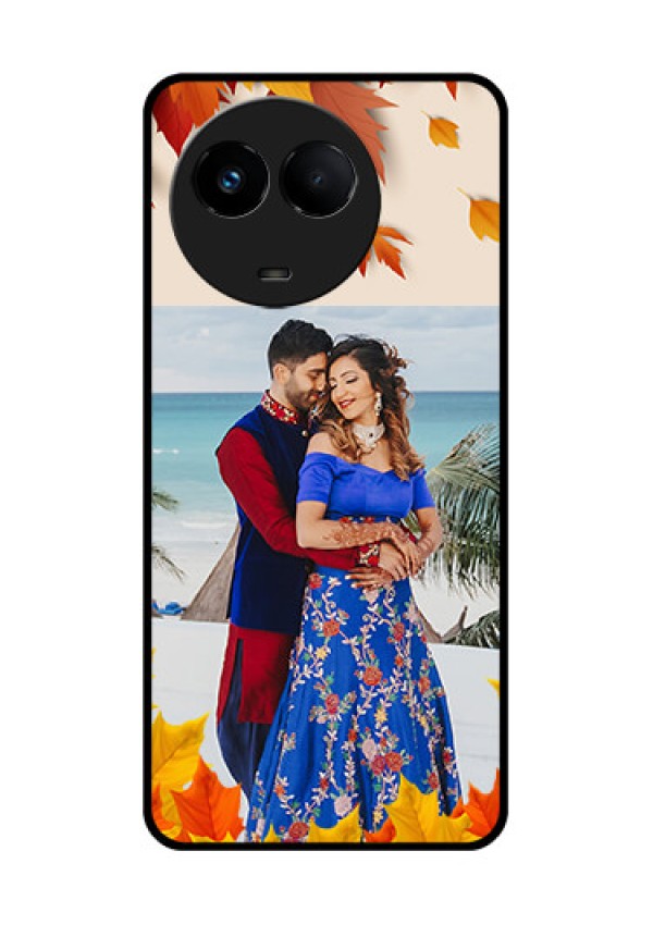 Realme Narzo 60x 5G Photo Printing on Glass Case - Autumn Maple Leaves Design