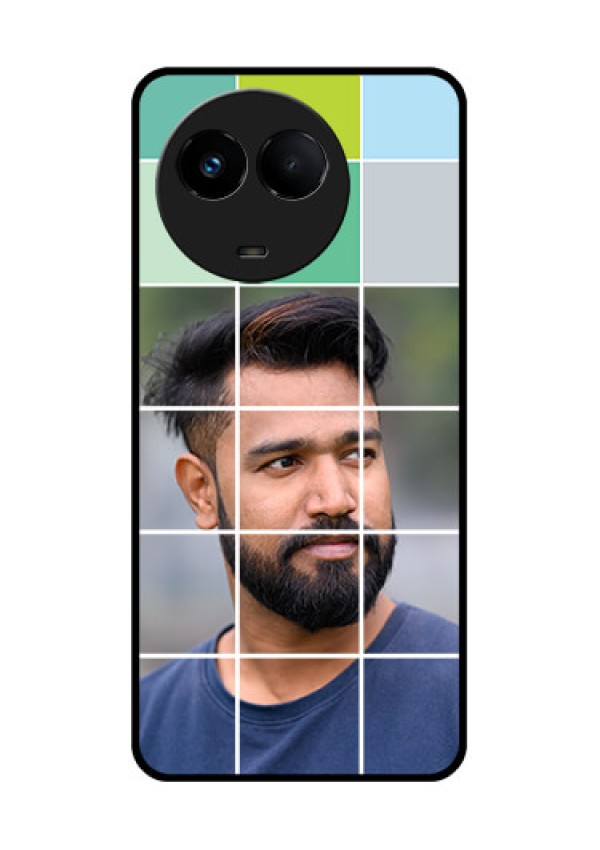 Realme Narzo 60x 5G Photo Printing on Glass Case - with white box pattern